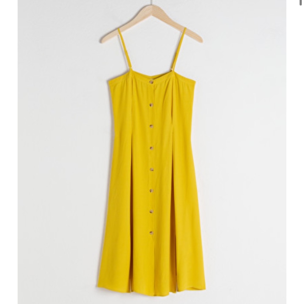 & other stories yellow button up midi dress